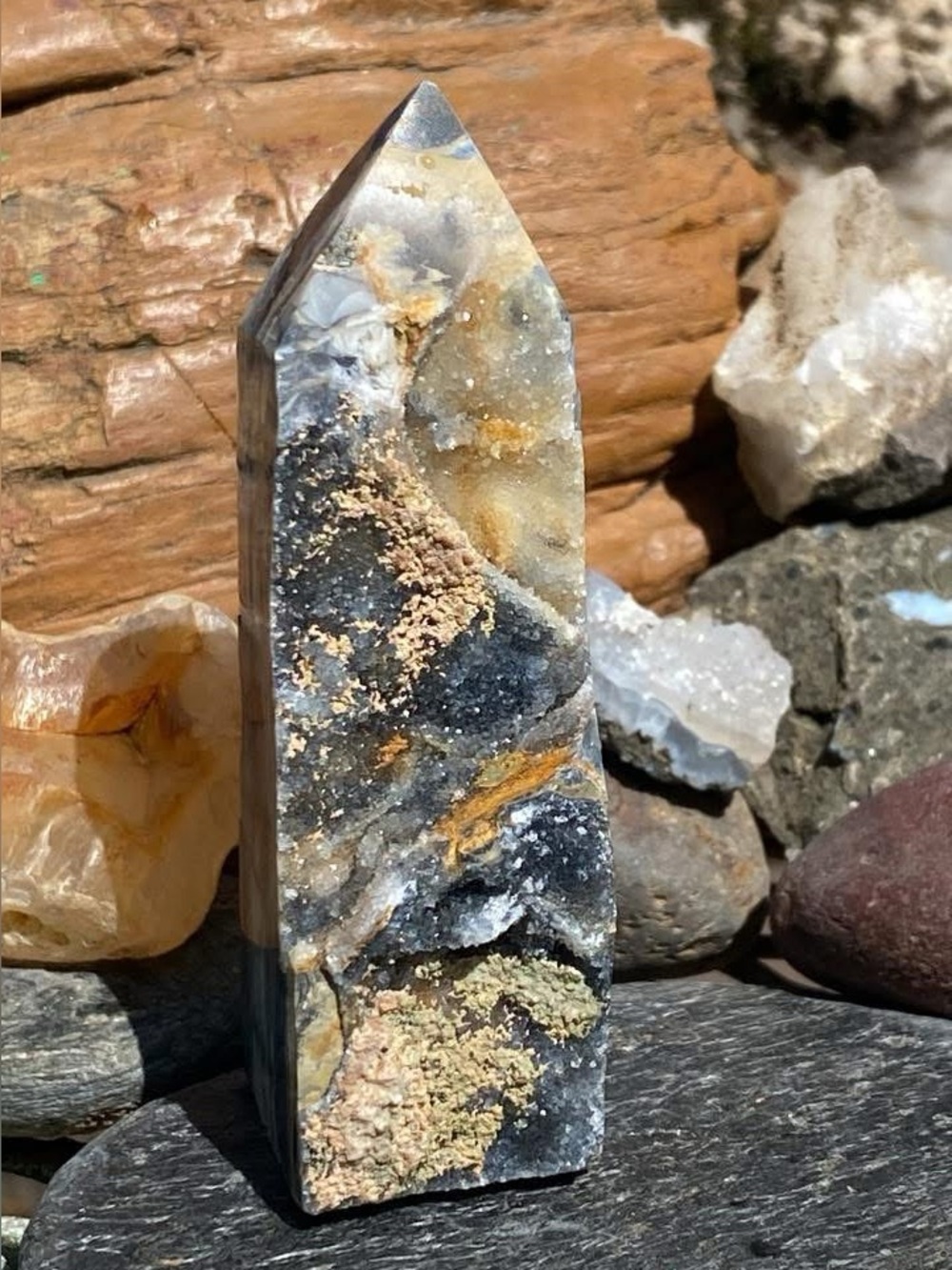 Natural Druzy Picture Stone Jasper Point - hard to find